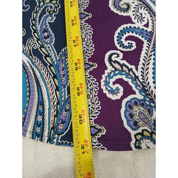 Chicos Women's Tunic Blouse Size 2 L Paisley Blue Purple Button Up Long Sleeve - Picture 9 of 15